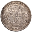 Silver Half Rupee Coin King George V of Calcutta Mint of 1915.