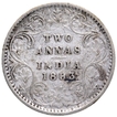 Silver Two Annas Coin of Victoria Empress of Bombay Mint of 1893.