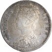 Silver One Rupee Coin of Victoria Queen of Bombay Mint of 1862.