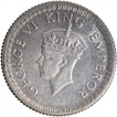 Silver Quarter Rupee Coin of King George VI of Calcutta Mint of 1942.