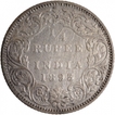 Silver Quarter Rupee Coin of Victoria Empress of Bombay Mint of 1893.