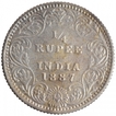 Silver Quarter Rupee Coin of Victoria Empress of Bombay Mint of 1887.