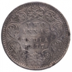 Silver Two Annas Coin of Victoria Empress of Bombay Mint of 1877.