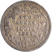 Silver Two Annas Coin of Victoria Empress of Bombay Mint of 1888.