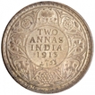 Silver Two Annas Coin of King George V of Bombay Mint of 1913.