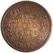 Copper One Quarter Anna Coin of Victoria Queen of Calcutta Mint of 1862.