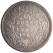 Silver Quarter Rupee Coin of Victoria Queen of Bombay Mint of 1862.