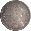 Silver Quarter Rupee Coin of Victoria Queen of Bombay Mint of 1862.