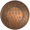 Copper Half Anna Coin of Victoria Queen of Bombay Mint of 1862.