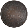 Copper Half Anna Coin of Victoria Empress of Calcutta Mint of 1877.