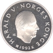 Silver Hundred Kroner Proof Coin of Olympic Games of Norway of 1992.