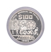 Silver Hundred Dollars Proof Coin of Mexico of 1985.