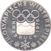 Austria Silver Hundred Shillings Proof Coin of XII Winter Olympics of 1976.