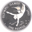 Silver One Paanga Proof Coin of Olympic Games of Tonga of 1992.