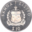 Samoa Silver Ten Dollars Proof Coin of Olympic Games of Short Put of 1992.