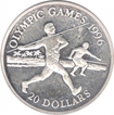 Tuvalu Silver Twenty Dollars Proof Coin of Olympic Games of 1996.