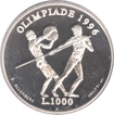 San Marino Silver Thousand Lire Proof Coin of Olympic Games of 1996.