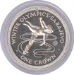 Isle of Man Silver One Crown Proof Coin of Winter Olympic Games of 1984.