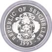 Seychelles Silver Twenty Five Rupees Proof Coin of Olympic Games of 1992.