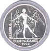 Seychelles Silver Twenty Five Rupees Proof Coin of Olympic Games of 1992.