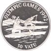 Vanuatu Silver Fifty Vatu Silver Proof Coin of Olympic Games of 1992.