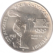 U.S.A. Silver One Dollar Proof Coin of Olympic Games in Los Angeles of 1983.