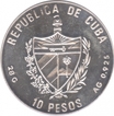 Cuba Silver Ten Pesos Proof Coin of Olympic Games of 1992.