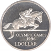 Silver One Dollar Proof Coin of Olympic Games of 1996 of Bermuda.