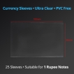 Currency Note Sleeves of 1 Rupee PVC Free Plastic Holders 